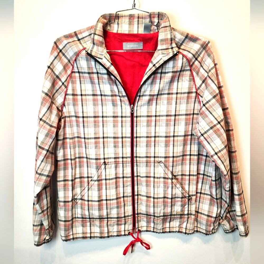 Liz Claiborne Plaid Zipper Jacket‎ Rain Coat Plus Size 1X